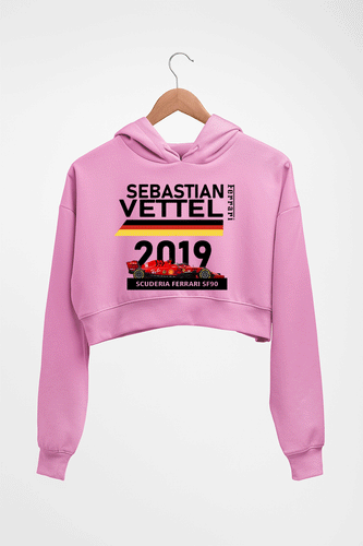 Sebastian Vettel F1 Ferrari Crop HOODIE FOR WOMEN-Light Baby Pink-Ektarfa.online