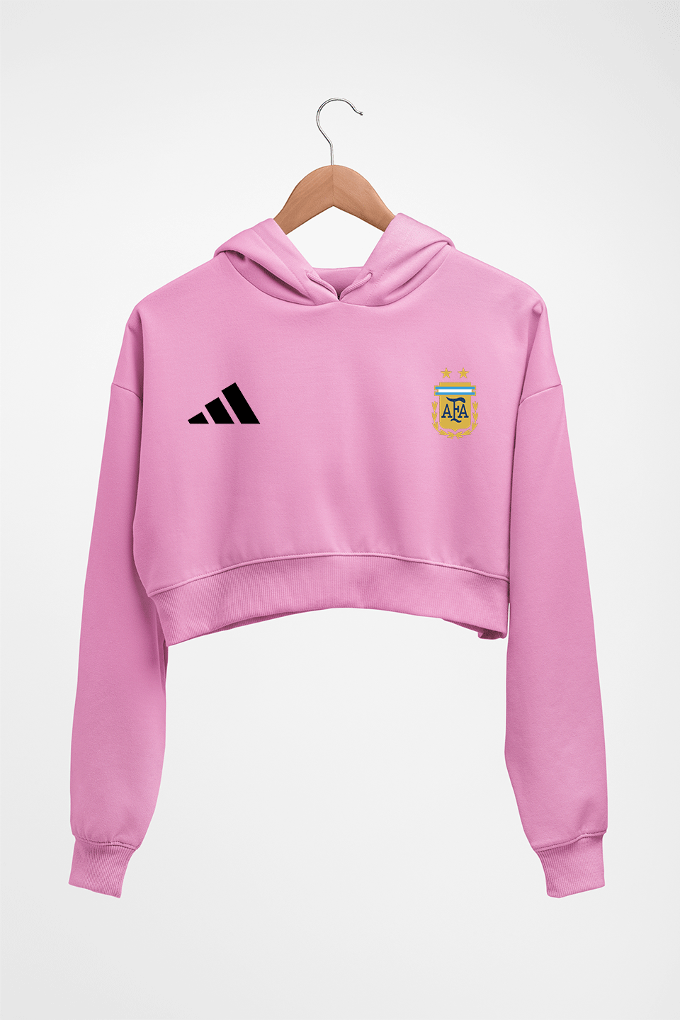 Argentina Football Crop HOODIE FOR WOMEN-Light Baby Pink-Ektarfa.online