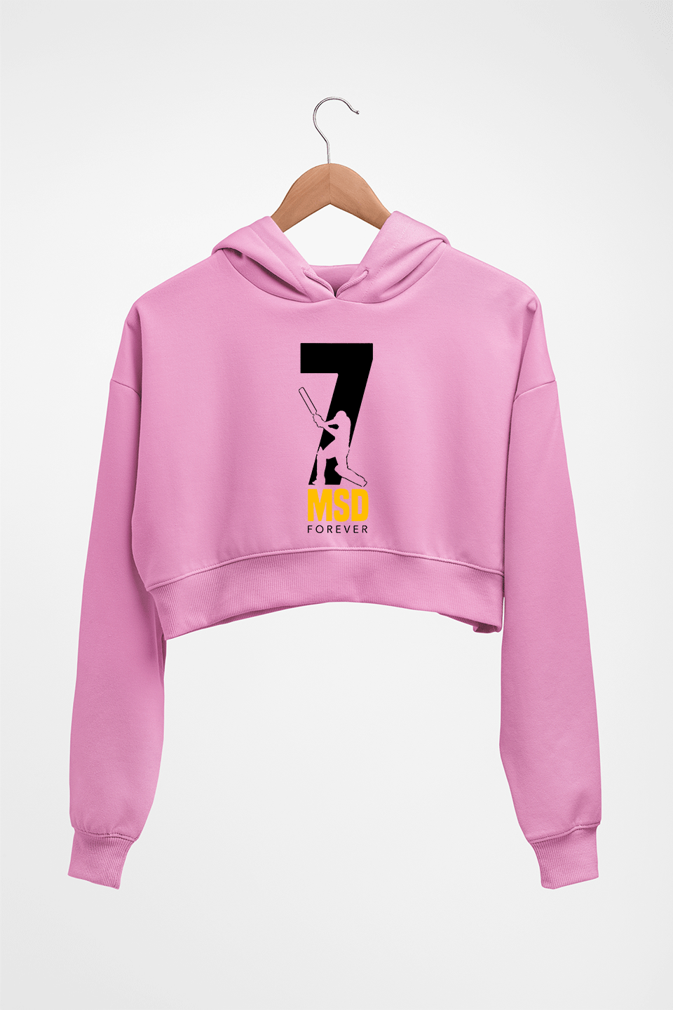 MS Dhoni (MSD) Crop HOODIE FOR WOMEN-Light Baby Pink-Ektarfa.online