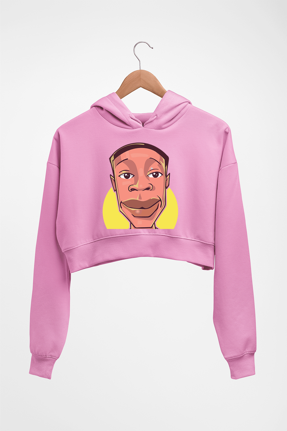 Khaby Lame Crop HOODIE FOR WOMEN-Light Baby Pink-Ektarfa.online