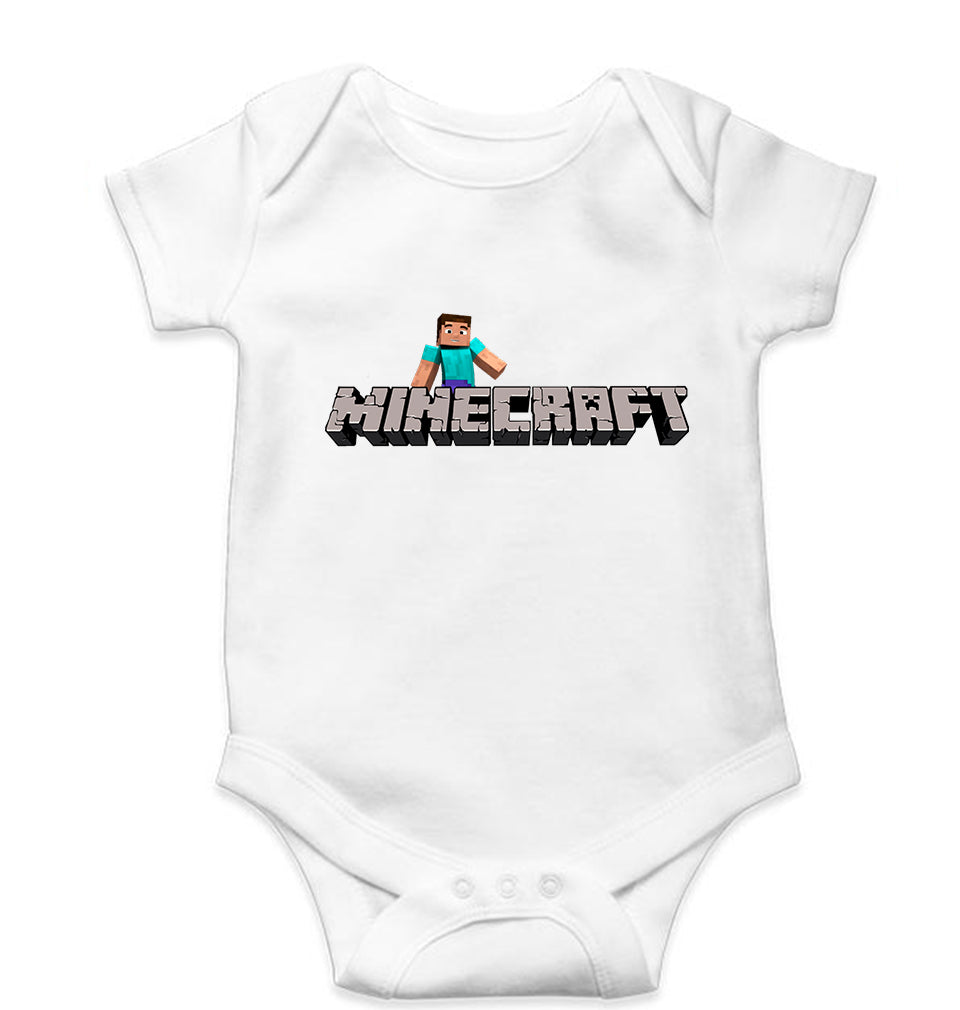 Minecraft Kids Romper For Baby Boy/Girl-0-5 Months(18 Inches)-White-Ektarfa.online