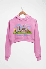 Load image into Gallery viewer, Welcome to Europe Crop HOODIE FOR WOMEN-Light Baby Pink-Ektarfa.online
