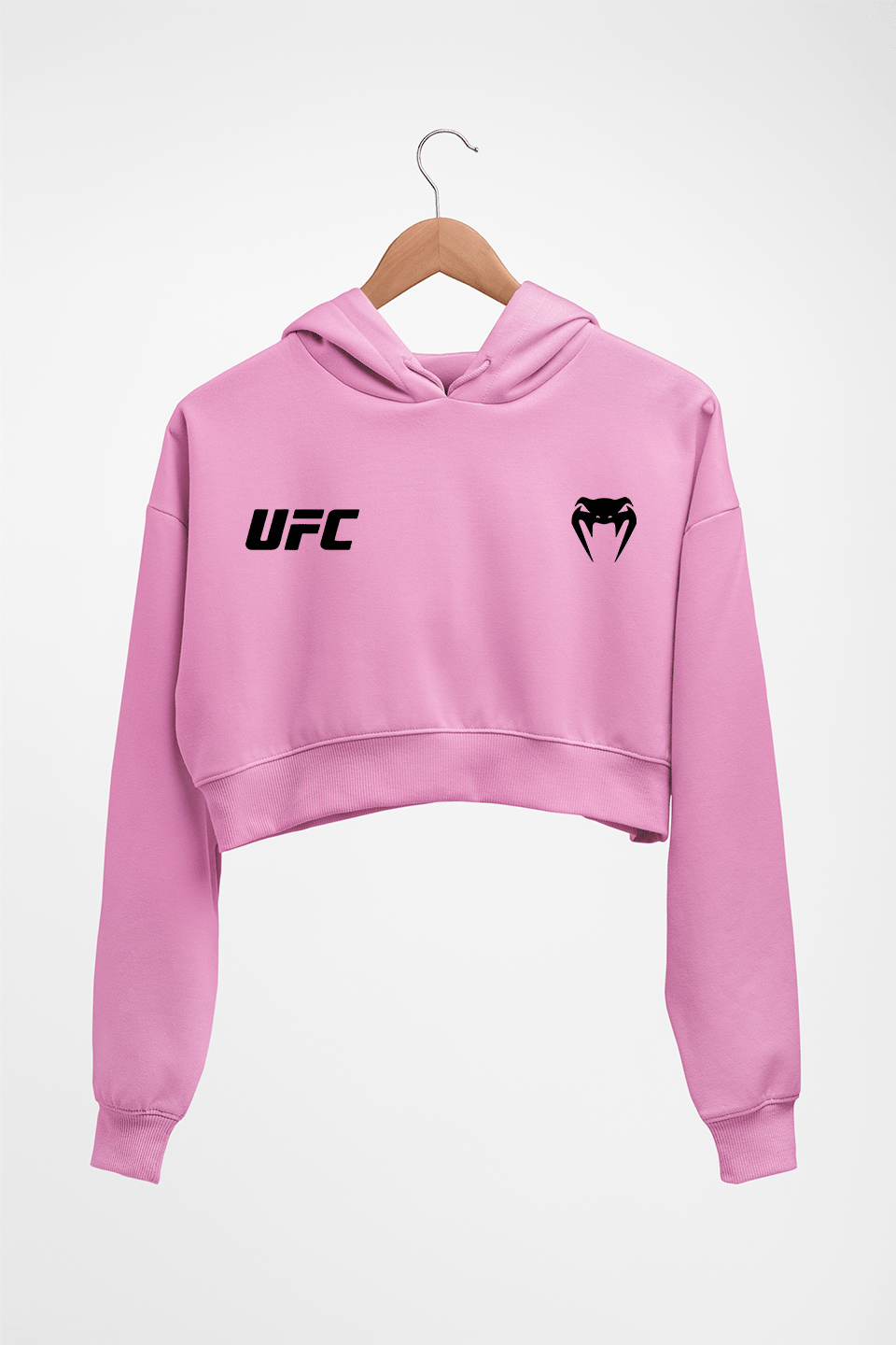 UFC Venum Crop HOODIE FOR WOMEN-Light Baby Pink-Ektarfa.online