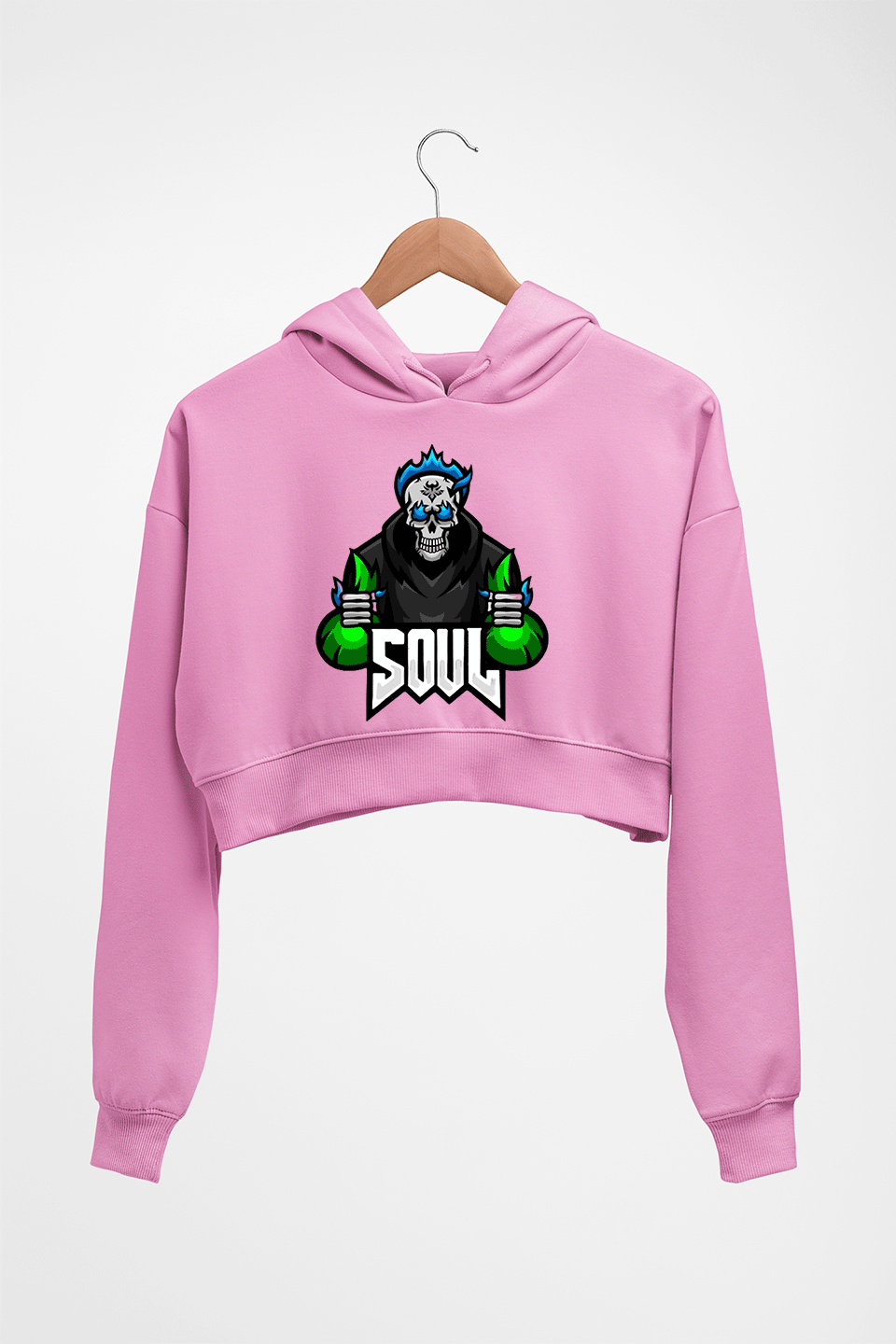 Battlegrounds Mobile India (BGMI) Soul Esport Crop HOODIE FOR WOMEN-Light Baby Pink-Ektarfa.online