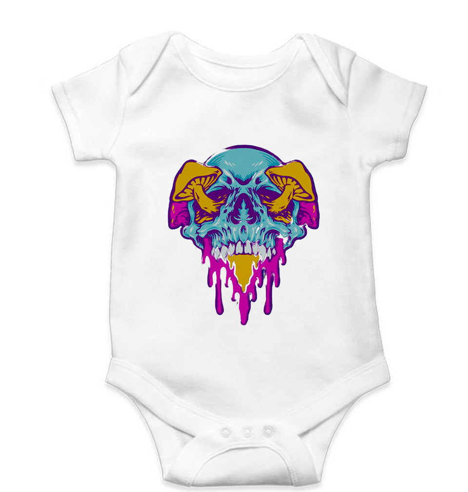 Trippy Psychedelic Skull Romper For Baby Boy/Girl-White-Ektarfa.online