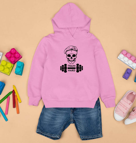 Gym Train Hard Kids Hoodie for Boy/Girl-Light Baby Pink-Ektarfa.online