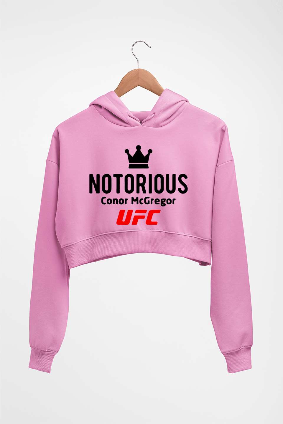 Conor McGregor UFC Crop HOODIE FOR WOMEN-Light Baby Pink-Ektarfa.online