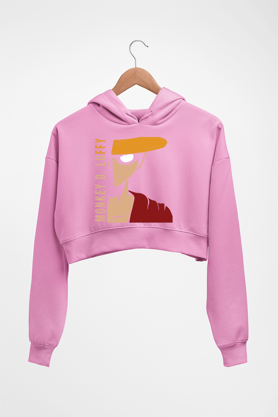 Monkey D. Luffy Crop HOODIE FOR WOMEN-Light Baby Pink-Ektarfa.online