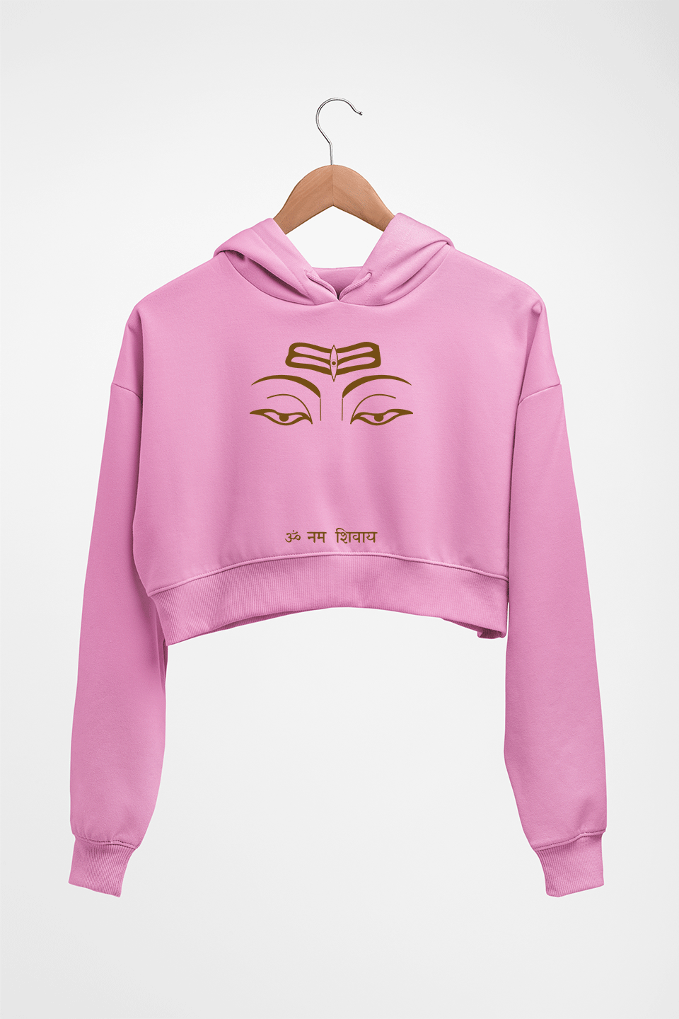 Mahakal Mahadev Bholenath Shiva Shivji Crop HOODIE FOR WOMEN-Light Baby Pink-Ektarfa.online