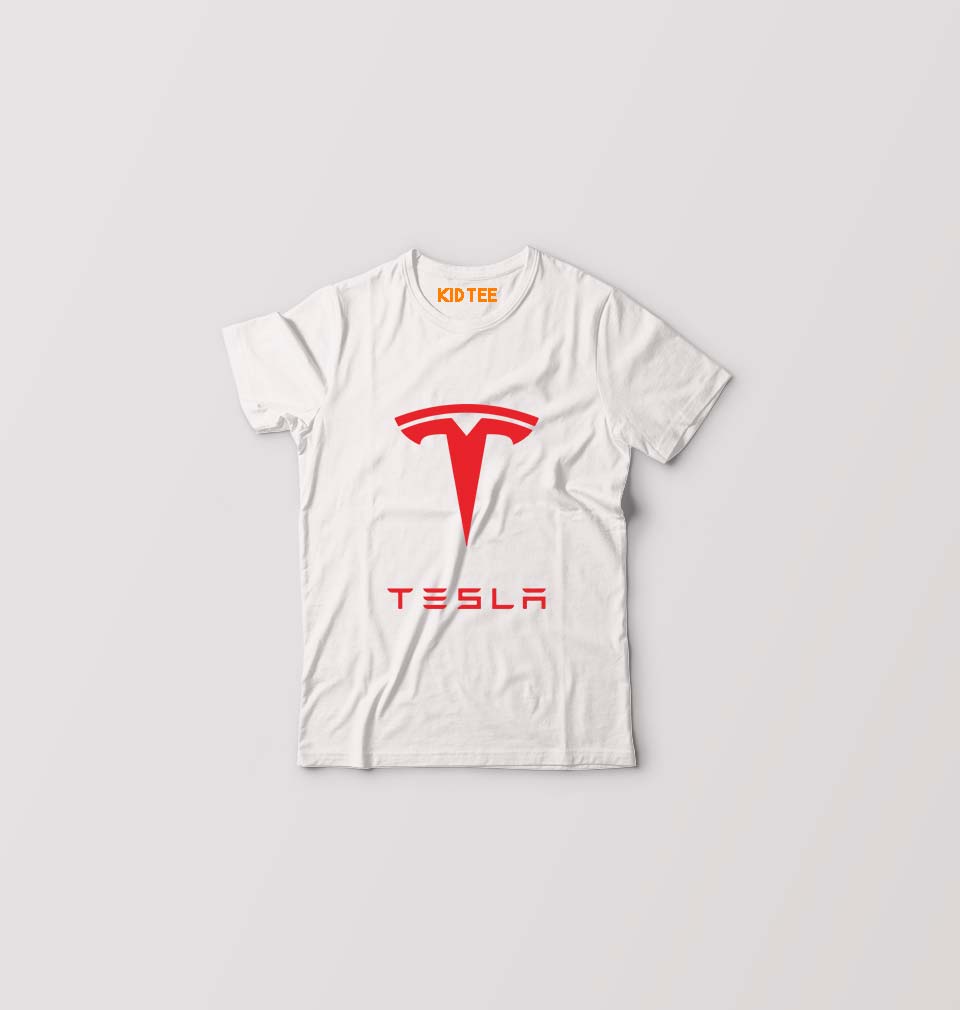 Tesla Kids T-Shirt for Boy/Girl-White-Ektarfa.online