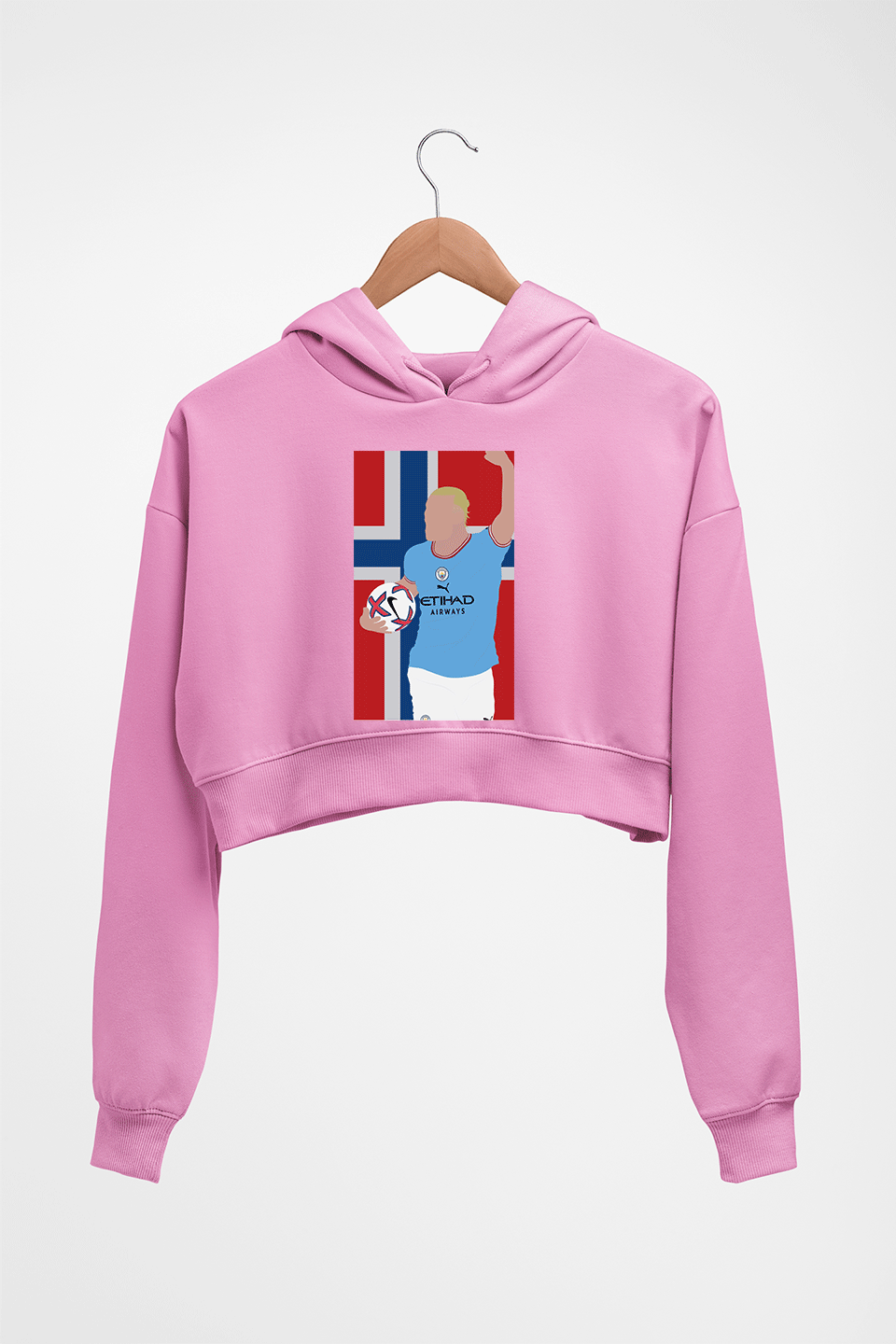 Erling Haaland Crop HOODIE FOR WOMEN-Light Baby Pink-Ektarfa.online