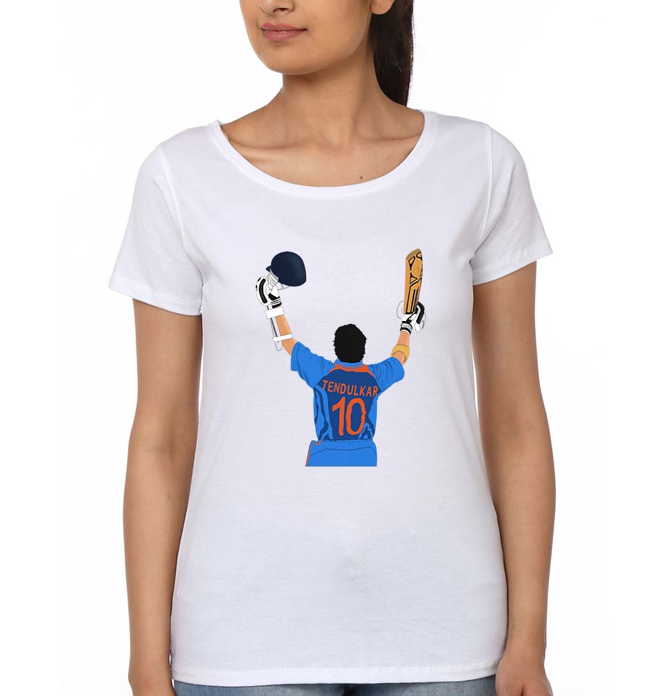 Sachin Tendulkar T-Shirt for Women-White-Ektarfa.online