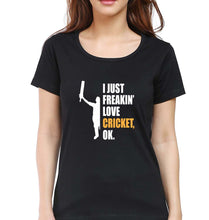 Load image into Gallery viewer, Love Cricket T-Shirt for Women-Black-Ektarfa.online
