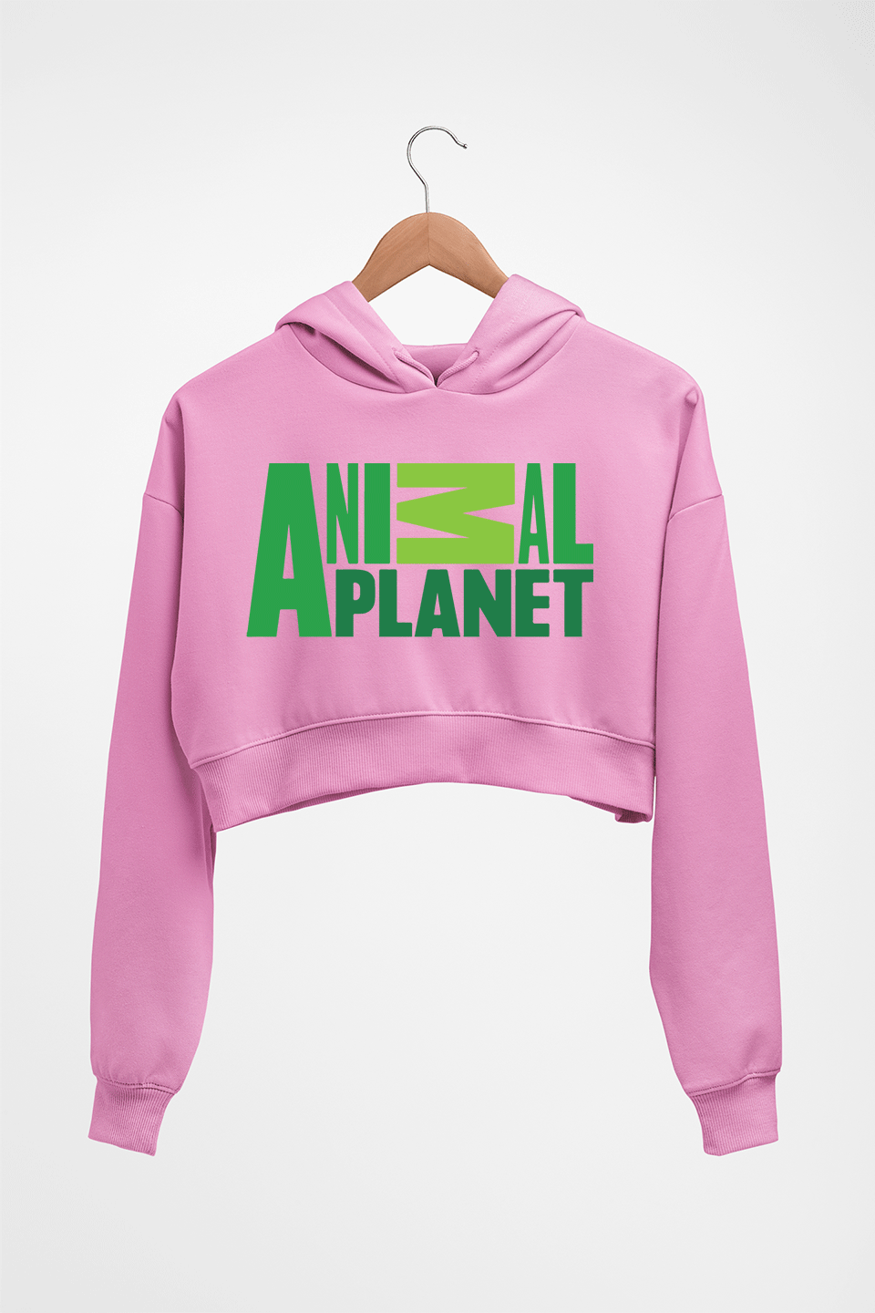 Animal Planet Crop HOODIE FOR WOMEN-Light Baby Pink-Ektarfa.online