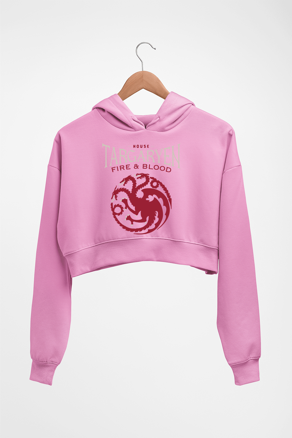 House Targaryen (GOT) Crop HOODIE FOR WOMEN-Light Baby Pink-Ektarfa.online