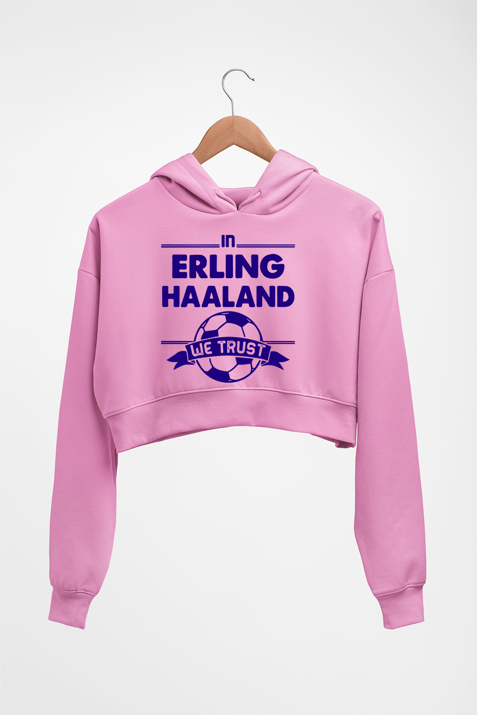 Erling Haaland Crop HOODIE FOR WOMEN-Light Baby Pink-Ektarfa.online