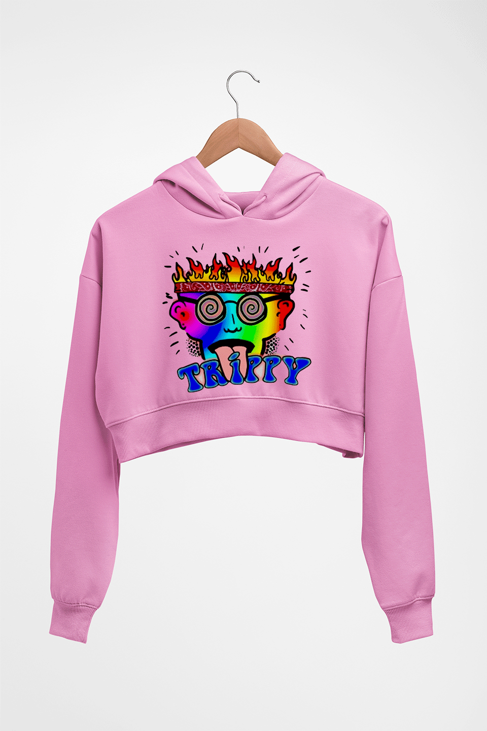 Trippy Crop HOODIE FOR WOMEN-Light Baby Pink-Ektarfa.online