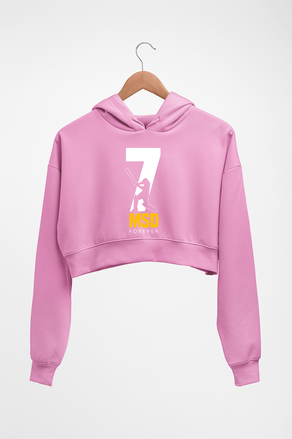 MS Dhoni (MSD) Crop HOODIE FOR WOMEN-Light Baby Pink-Ektarfa.online