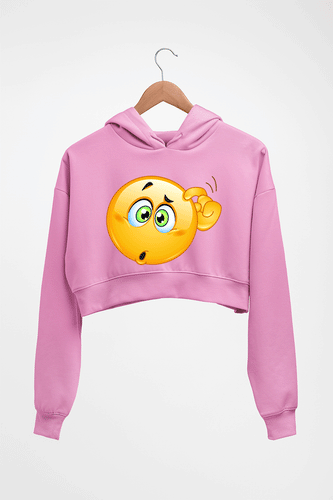 Emoji Crop HOODIE FOR WOMEN-Light Baby Pink-Ektarfa.online