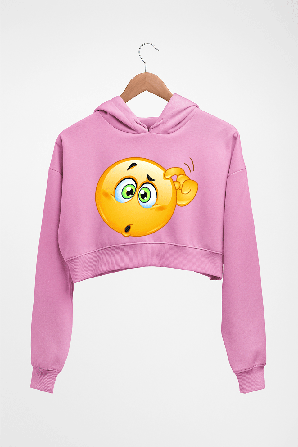 Emoji Crop HOODIE FOR WOMEN-Light Baby Pink-Ektarfa.online