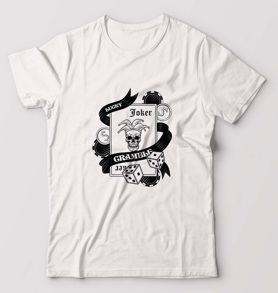 Joker Card Poker T-Shirt for Men-White-Ektarfa.online