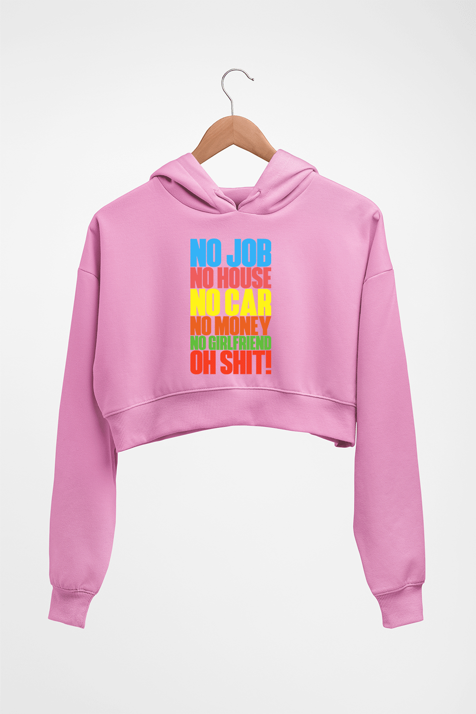 Oh Shit Funny Crop HOODIE FOR WOMEN-Light Baby Pink-Ektarfa.online