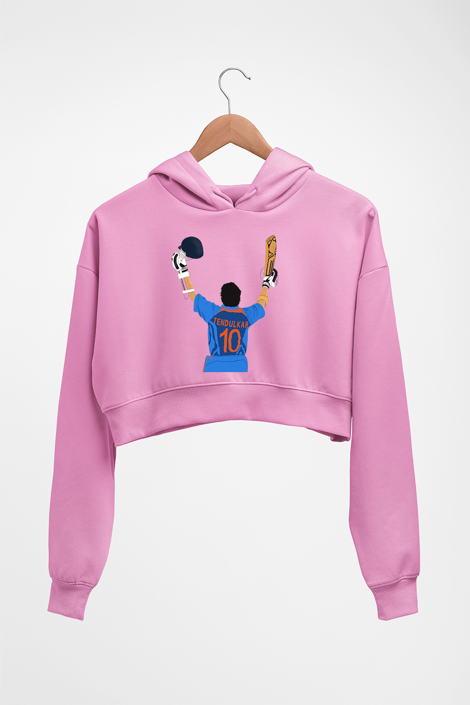 Sachin Tendulkar Crop HOODIE FOR WOMEN-Light Baby Pink-Ektarfa.online