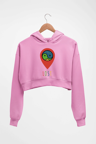 Travel Lost Crop HOODIE FOR WOMEN-Light Baby Pink-Ektarfa.online