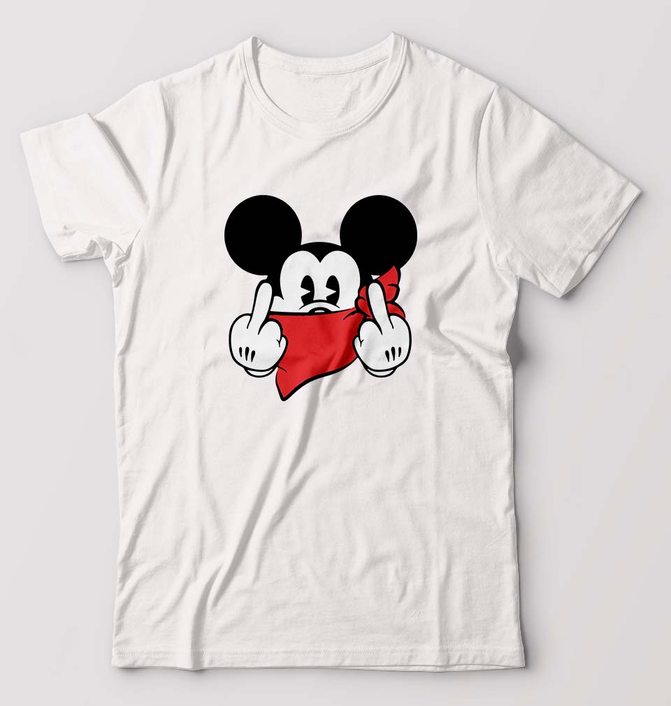 Mickey Mouse Fuck T-Shirt for Men-White-Ektarfa.online