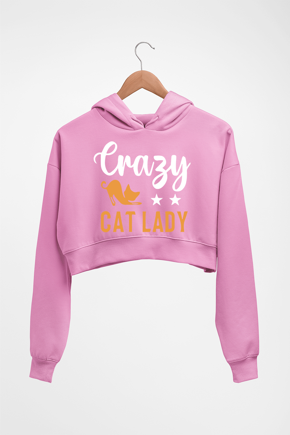 Cat Lady Crop HOODIE FOR WOMEN-Light Baby pink-Ektarfa.online