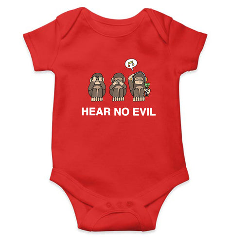 Hear no evil Kids Romper For Baby Boy/Girl-0-5 Months(18 Inches)-RED-Ektarfa.online