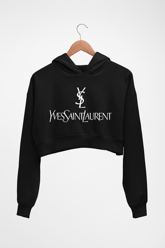 Yves Saint Laurent_YSL Crop HOODIE FOR WOMEN-Black-Ektarfa.online