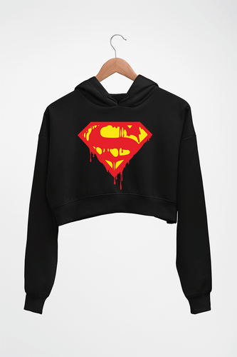 Superman Crop HOODIE FOR WOMEN-Black-Ektarfa.online
