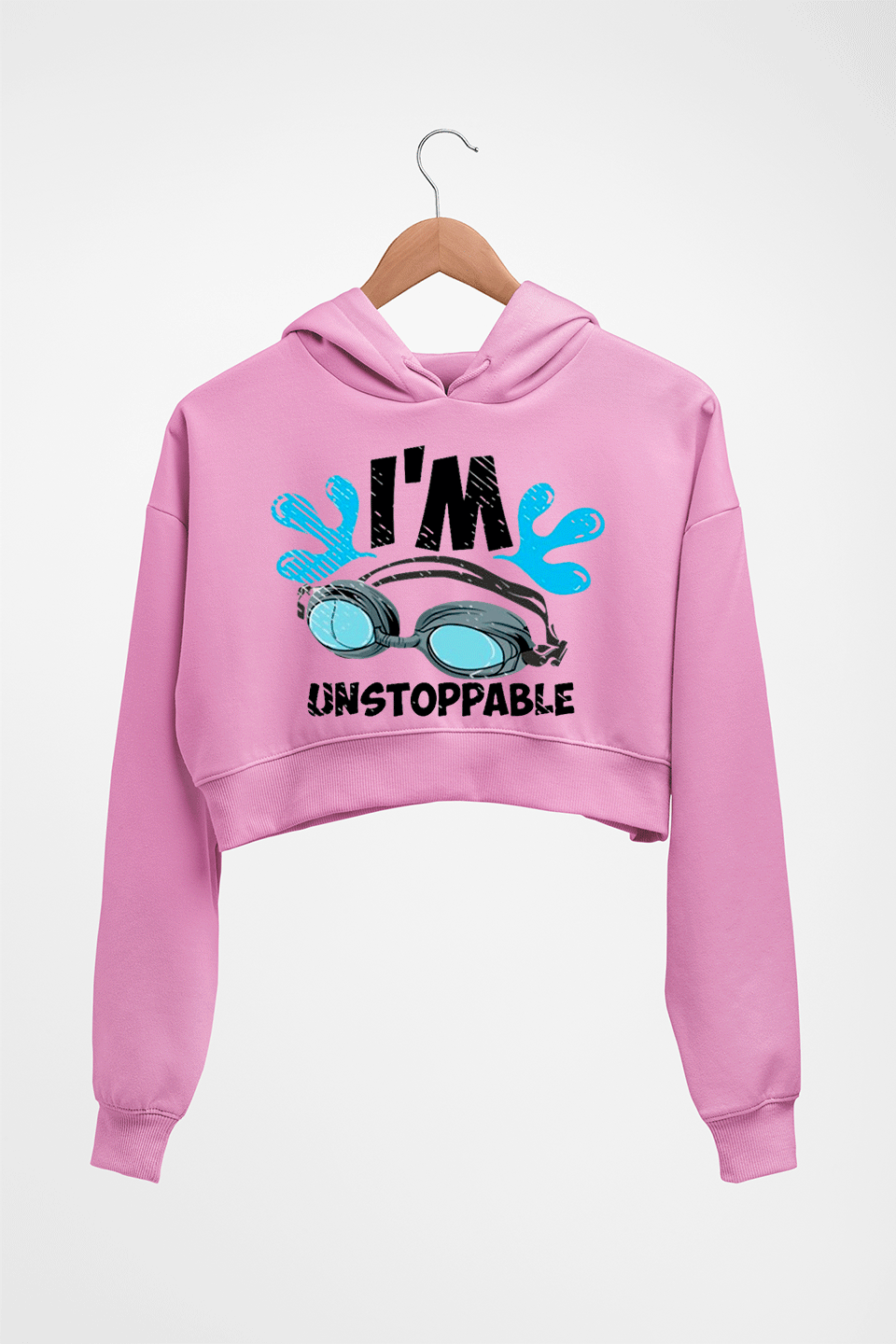 Swimming Crop HOODIE FOR WOMEN-Light Baby Pink-Ektarfa.online