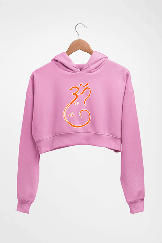 Ganpati JI(Ganesh) Crop HOODIE FOR WOMEN-Light Baby Pink-Ektarfa.online