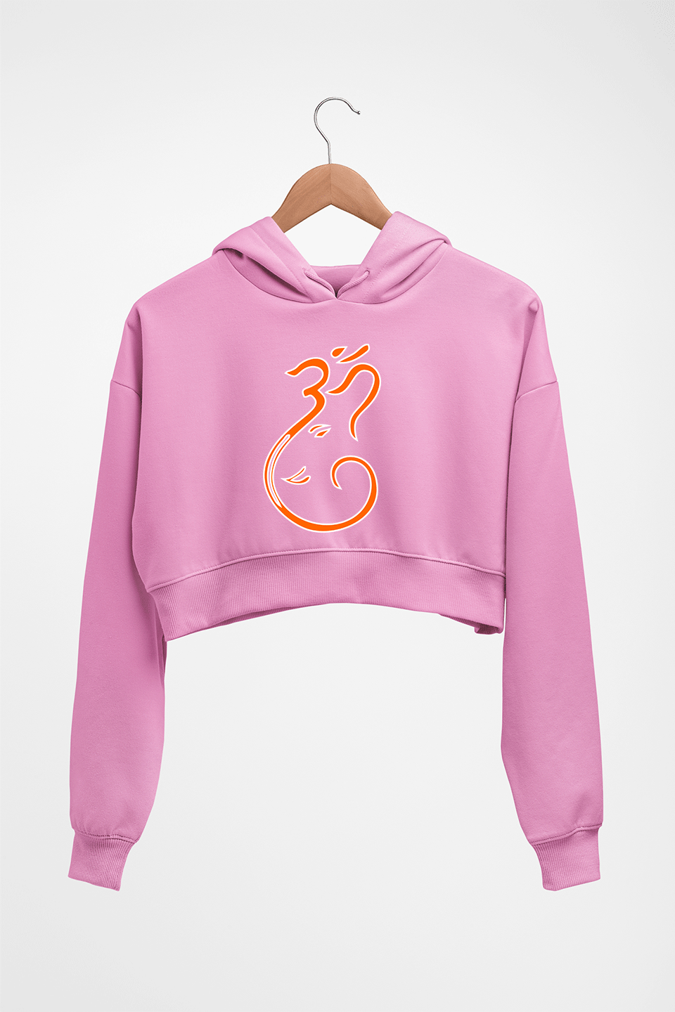 Ganpati JI(Ganesh) Crop HOODIE FOR WOMEN-Light Baby Pink-Ektarfa.online