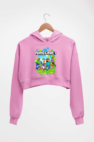 Minecraft Crop HOODIE FOR WOMEN-Light Baby Pink-Ektarfa.online