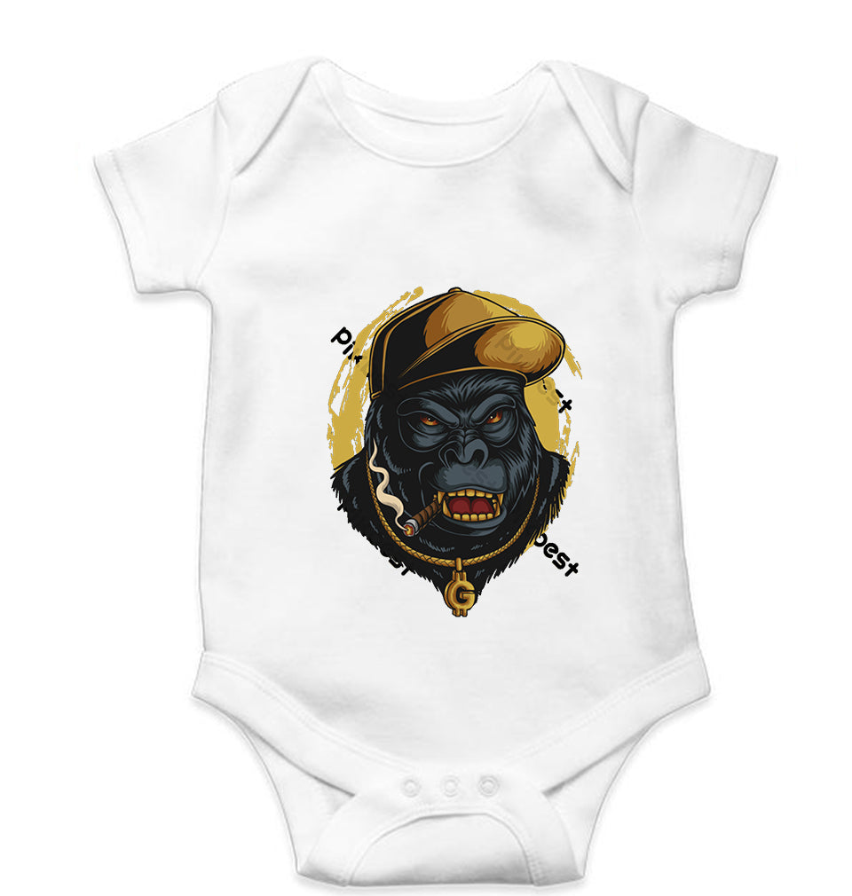 Hip Hop Gorilla Kids Romper For Baby Boy/Girl-0-5 Months(18 Inches)-White-Ektarfa.online