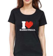 Load image into Gallery viewer, I Love Basketball T-Shirt for Women-Black-Ektarfa.online
