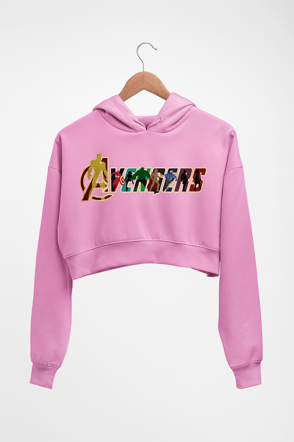 Avengers Crop HOODIE FOR WOMEN-Light Baby Pink-Ektarfa.online