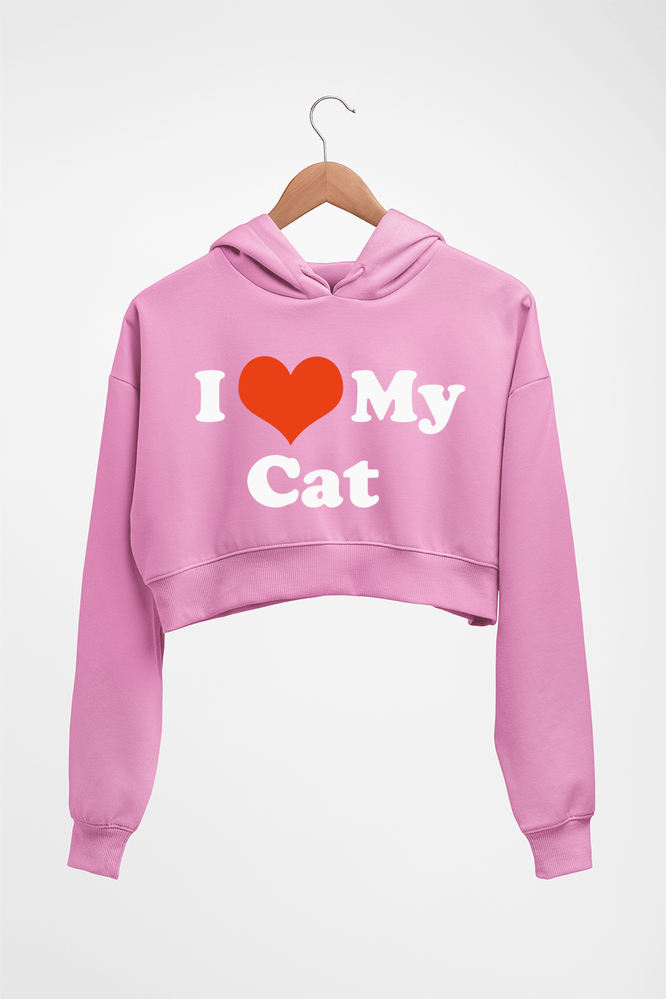 I Love My Cat Crop HOODIE FOR WOMEN-Light Baby Pink-Ektarfa.online