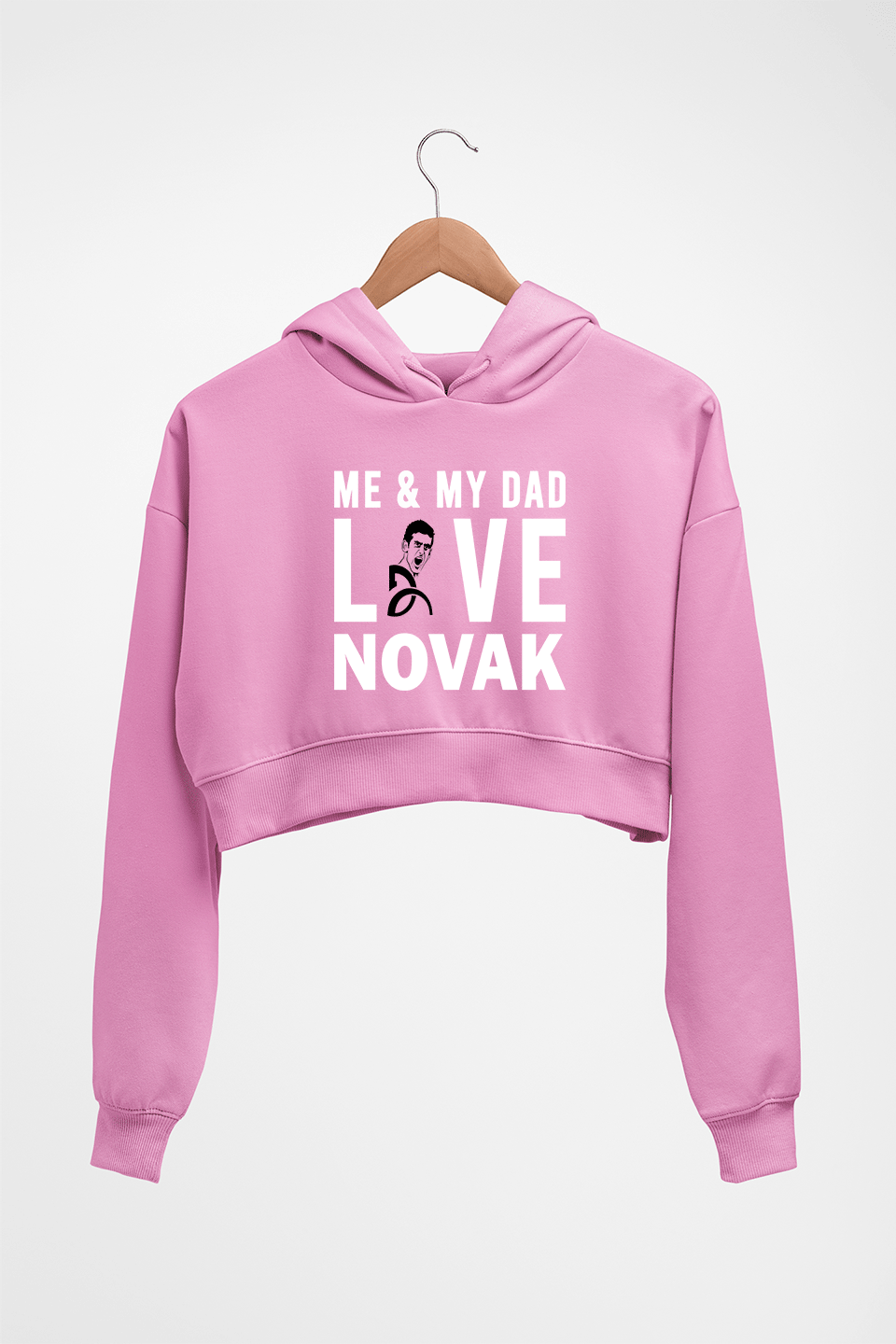 Love Novak Djokovic Tennis Crop HOODIE FOR WOMEN-Light Baby Pink-Ektarfa.online