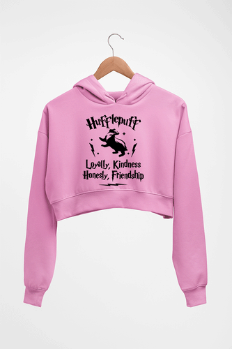 Hufflepuff Harry Potter Crop HOODIE FOR WOMEN-Light Baby Pink-Ektarfa.online