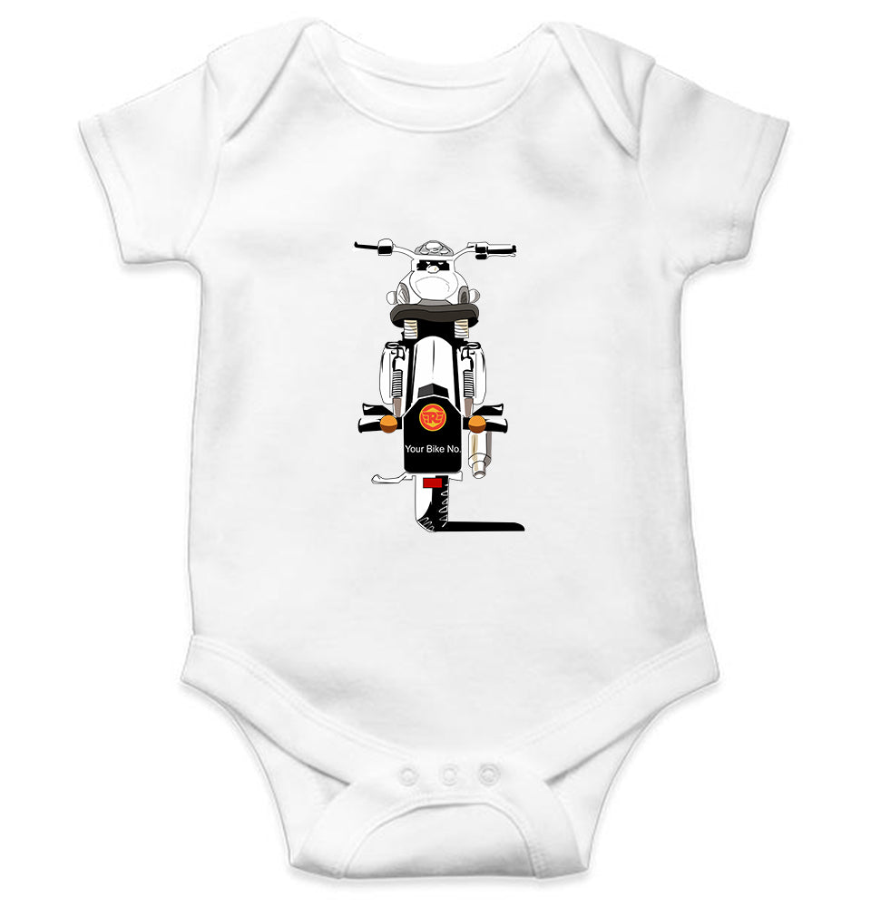 Royal Enfield - Bullet With Number Kids Romper Kids Romper For Baby Boy/Girl-0-5 Months(18 Inches)-White-Ektarfa.online