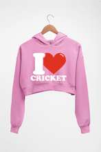 Load image into Gallery viewer, I Love Cricket Crop HOODIE FOR WOMEN-Light Baby Pink-Ektarfa.online
