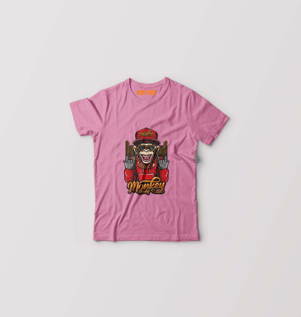 Hip Hop Monkey Kids T-Shirt for Boy/Girl-Pink-Ektarfa.online