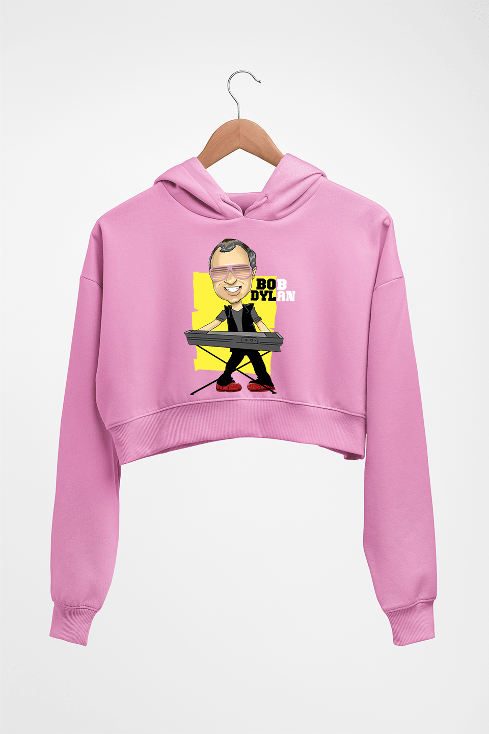 Bob Dylan Crop HOODIE FOR WOMEN-Light Baby Pink-Ektarfa.online