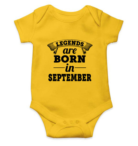 Legends are born in september Kids Romper For Baby Boy/Girl-0-5 Months(18 Inches)-Yellow-Ektarfa.online