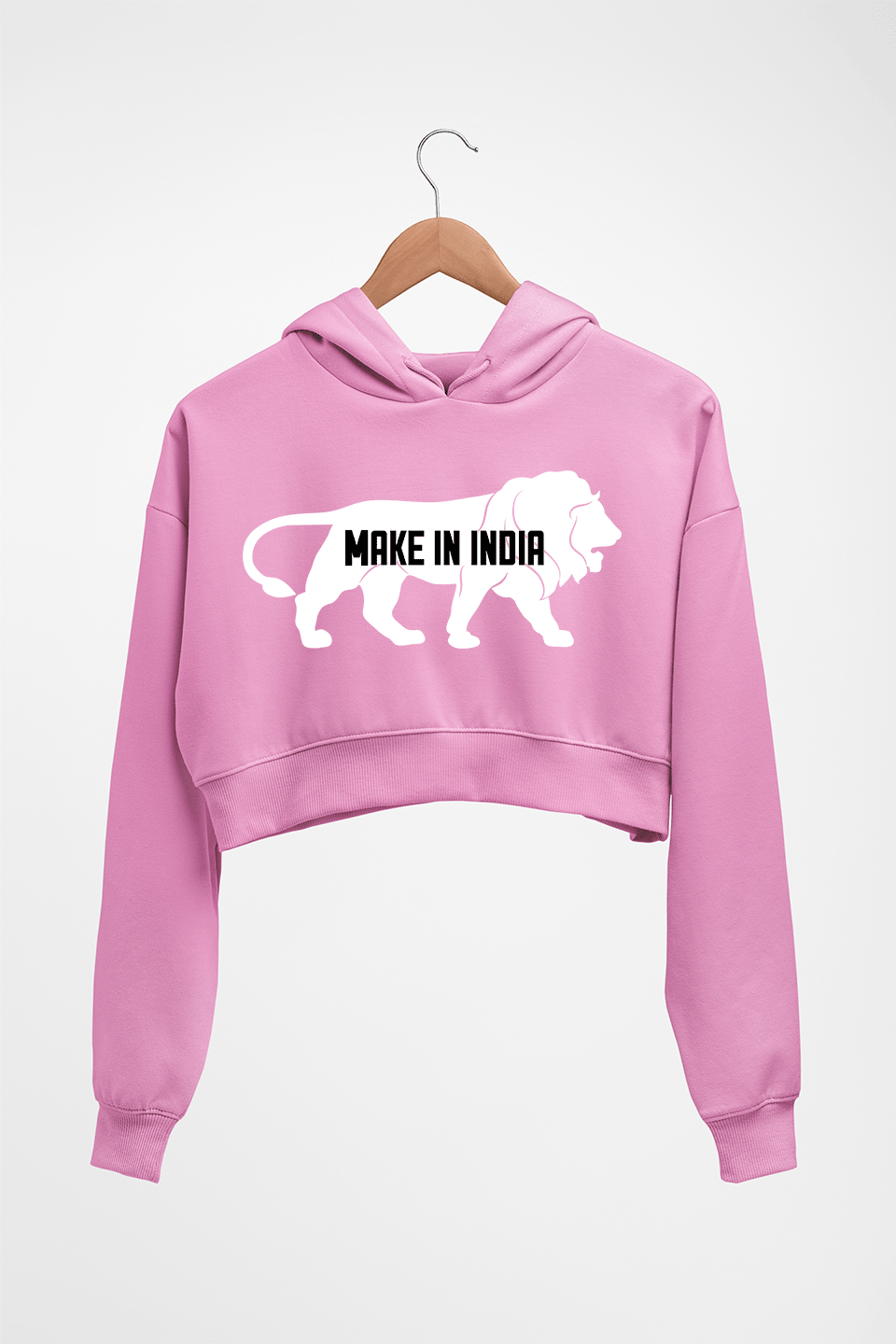 Make in India Crop HOODIE FOR WOMEN-Light Baby Pink-Ektarfa.online