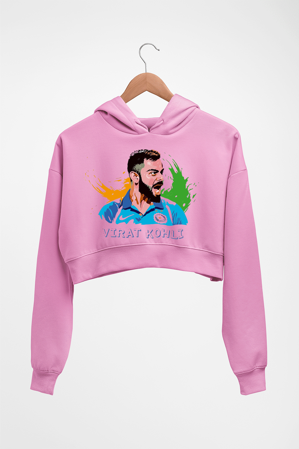 Virat Kohli Crop HOODIE FOR WOMEN-Light Baby Pink-Ektarfa.online